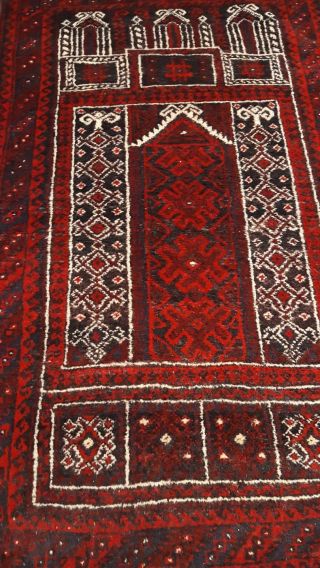 Persian Balouch Tribal Hand Knotted Wool Red Black Oriental Rug 3 X 5