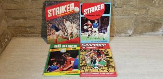 4 X Vintage Football Annuals Bundle Joblot Striker Scorcher All Stars