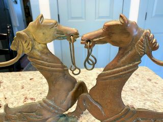 Rare Pair Lg Antique Bronze Figural Venetian Gondola Oar Mount Seahorse