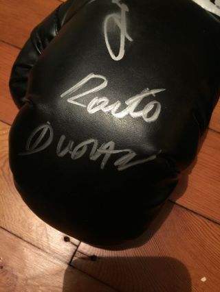 Roberto Duran Sugar Ray Leonard Signed Boxing Glove Champs Jsa Certified