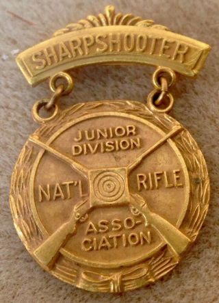 Vintage Nra National Rifle Association Jr Division Sharp - Shooter Medal