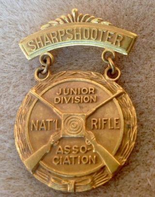 Vintage NRA National Rifle Association JR Division Sharp - Shooter Medal 3