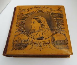 Very Rare Antique Mauchline Ware 1887 Queen Victoria Birthday Book