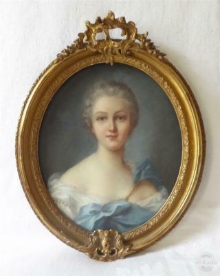 Fine Antique 19th Century Pastel Portrait Henrietta De Bourbon Frame