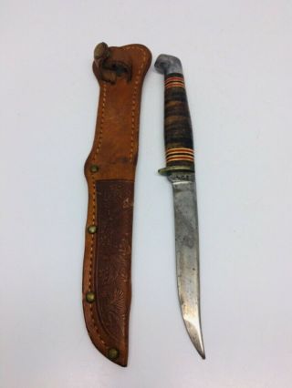 Vintage Schrade Usa 154 Hunting Knife With Sheath Tree Brand