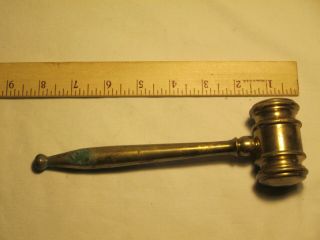 Vintage Solid Brass Gavel Judge Hammer Auctioneer Mallet Wear Patina