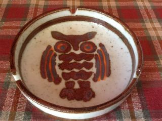 Otagiri Owl Ashtray Ash Receiver Vintage Brown Speckled Hand Crafted Stoneware
