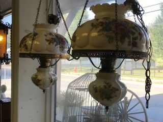 Pair Vintage Gone With The Wind Gwtw Hanging Swag Hurricane Chandelier Lamp