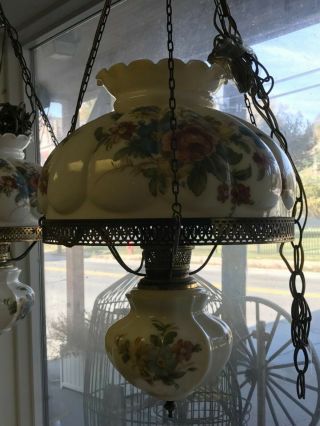 Pair Vintage Gone With The Wind GWTW Hanging Swag Hurricane Chandelier Lamp 3