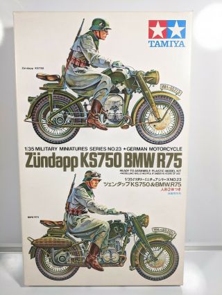 Vintage Tamiya 35023 Zundapp Ks750 & Bmw R75 Motorcycles 1/35 Plastic Model