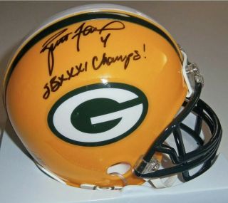 Brett Favre Signed Packers Mini Helmet Favre Bowl 31 Inscription
