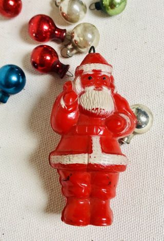 Vtg Xmas Hard Plastic Irwin Santa Claus Candy Container Ornament