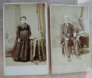 2 Antique Cdv Photos Of A Man & Woman By Wm.  Elliott From Galt Ontario Canada