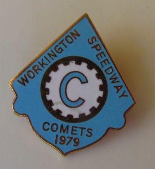 Workington Comets Speedway Vintage Shaped Enamel Pin Badge 1979