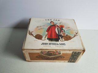 Cigar Box Wooden Vintage Wood John Mcnee And Sons London Toronto The Jap