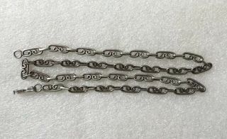 Vintage Signed Taxco Mexico 21” Long Sterling Silver Linked Chain.  24.  7 Gms.