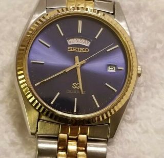 Vintage Seiko Quartz 5y23 - 8a69 Two Toned Day Date Presidential Watch