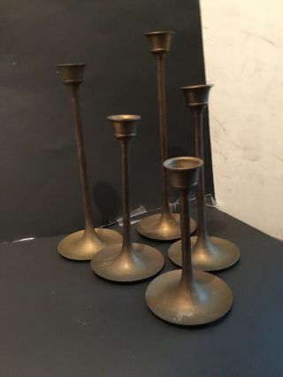 Vintage Brass Graduated Candlesticks Candle Holders — Set Of 5