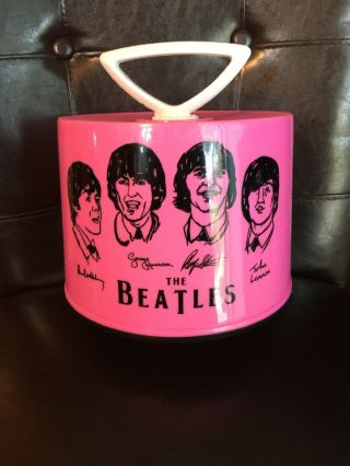 Vintage Disk Go Case With Beatles Image - Pink