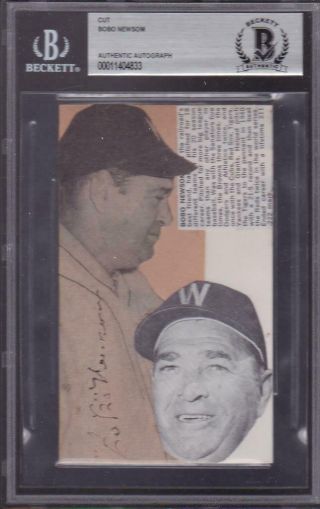 Bobo Newsom (d.  1962) Signed Cut 3x5 Index Card Autographed Bas 1947 Yankees