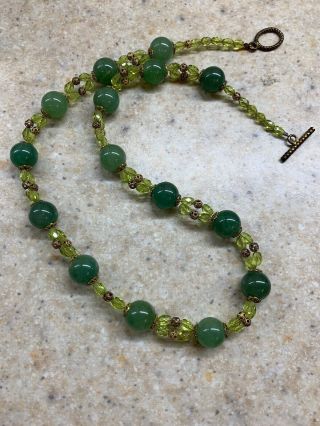 Vintage Art Deco Wired Faceted Green Uranium Glass Murano Necklace Stunning