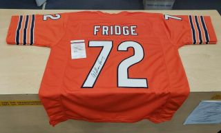 William " Fridge " Perry Signed Chicago Bears Orange Football Jersey W/ Jsa