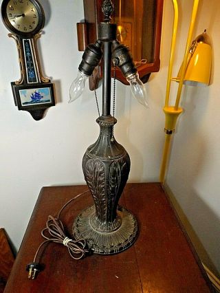 Antique E.  Miller Co Finish Slag Stained Glass Lamp Base Rewired