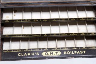 Antique Clark ' s O.  N.  T Boilfast Thread Slant Front Display Case 2
