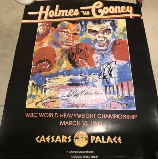 Larry Holmes Gerry Cooney Signed Fight Poster With Leroy Neiman Boxing