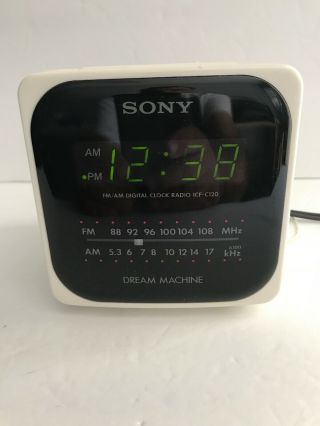 Sony Dream Machine Alarm Clock Am/fm Radio Icf - C120 White,  And