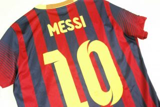 Nike Lionel Messi Fc Barcelona Jersey Youth Boys Large Dri Fit Soccer Red Blue