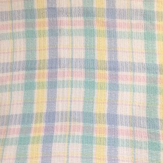 Beacon Pastel Plaid Baby Blanket Cotton Thermal Open Waffle Weave Vintage 30x40