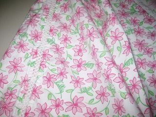 Vintage Lilly Pulitzer Pink Floral Cotton Full Size Flat Bed Sheet Made In Usa