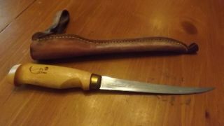 Vintage J.  Marttiini Rapala Fillet Knife 6 " Blade With Sheath Made In Finland