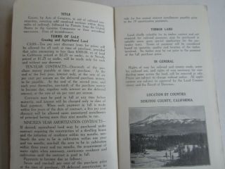 Old Vintage c.  1920 S.  P.  Railroad - LAND - CA.  NV.  UT.  Brochure w/ MAP 2