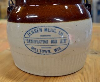 Red Wing stoneware bailed advertising bean pot Milltown Wisconsin antique 3