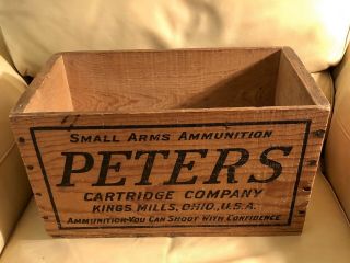 Vintage Antique Peters Ammunition Cartridge Co.  Wood Box Kings Mills Ohio 20ga.