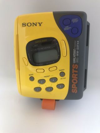 Vintage Sony Walkman Wm - Sxf44 Tape Cassette Player Fm/am Radio Yellow Sports