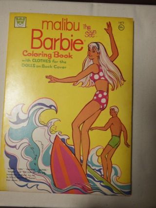 Vintage 1973 Malibu Barbie Coloring Book With Paper Dolls,  Whitman,