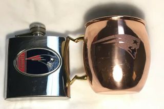 England Patriots Stainless Steel Flask & Metal Sports Mug