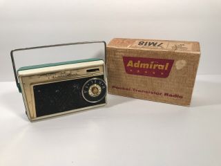 Vintage Admiral 7 Transistor Radio With Box Gold White Green