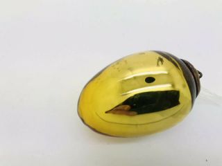 Antique Kugel Christmas Ornament 1.  75” Gold/amber Egg Shape