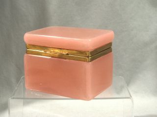 Antique French Rose Color Art Glass Dresser Box - Jewelry Casket