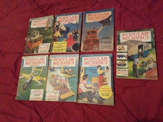 7 - 1954 Vintage Popular Mechanics Magazines