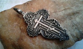 Antique C.  1880 - 90s Large Imperial Russian Silver 84 Orthodox Old Believers Cross
