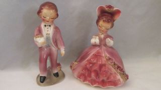 Vtg 1950s Josef Originals Ceramic Figurines.  2pc Jacques & Denise.  Sleepy Kids Nr