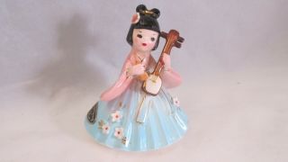 Vtg 1950s Josef Originals Ceramic Figurine.  Wee Japanese Kabuki.  Shaminsen Nr