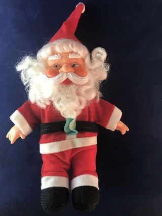 Vintage Rubber Face and Hands Plush Santa Doll,  Small,  Slightly Creepy 2