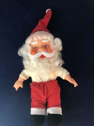 Vintage Rubber Face and Hands Plush Santa Doll,  Small,  Slightly Creepy 3