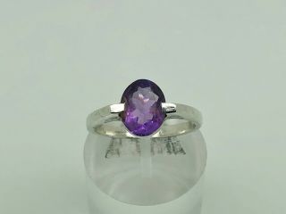 Gorgeous Vintage Sterling Silver & Amethyst Modernist Cocktail Ring Size P 1/2